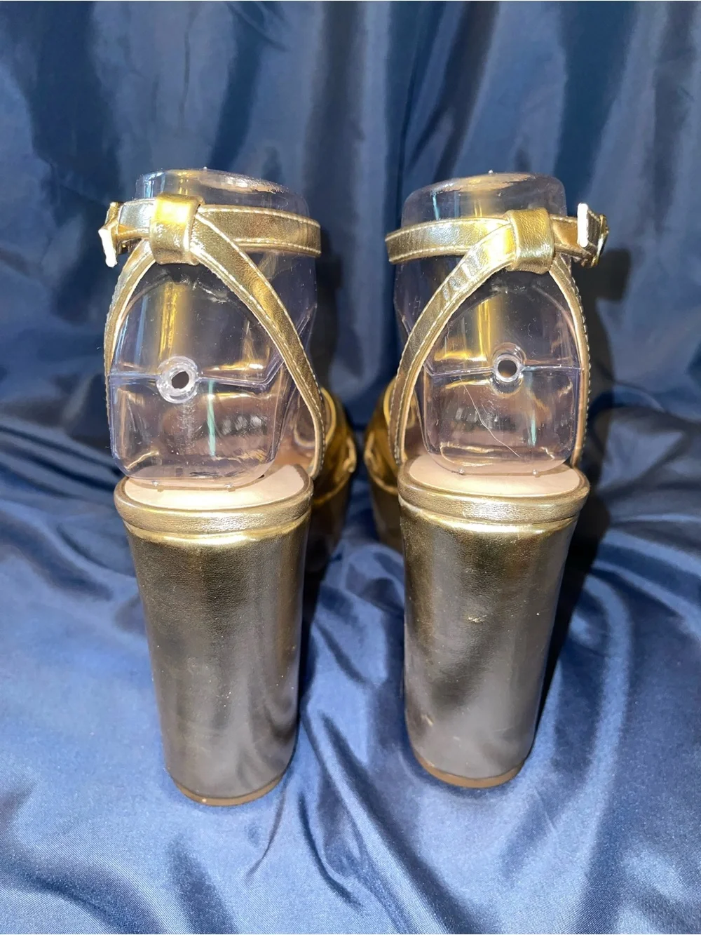 SO - Violeta Metallic Gold Knot Platform Sandals with Ankle Strap